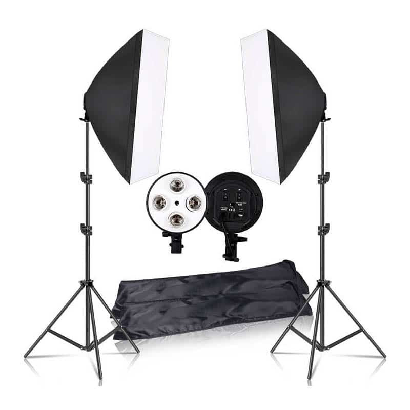 Photography 50x70CM Lighting Four Lamp Softbox Kit With E27 Base Holder